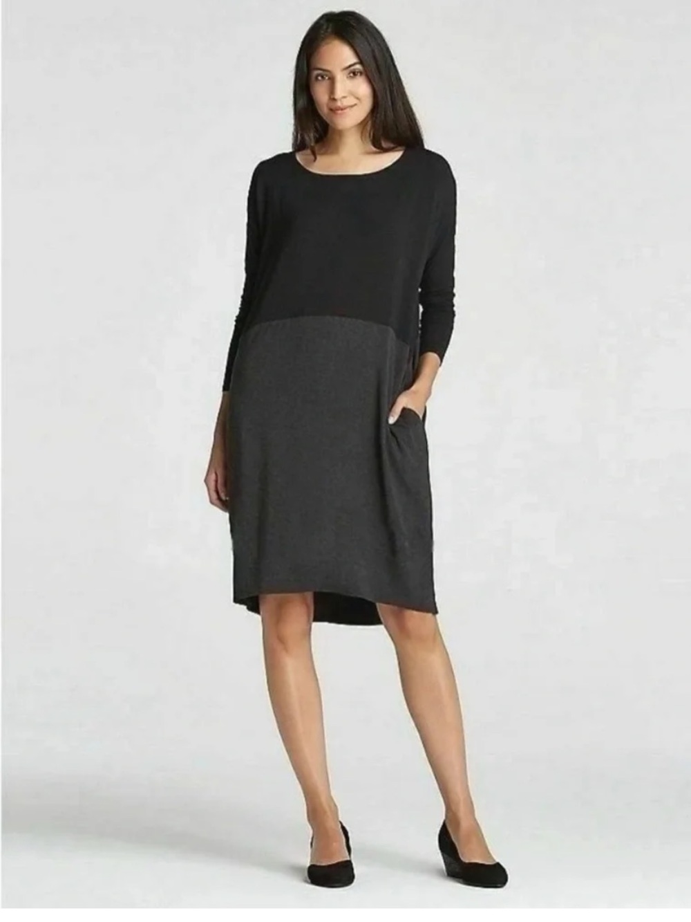 Eileen Fisher Colorblock Shift Dress Size 2X Stretchy Classic